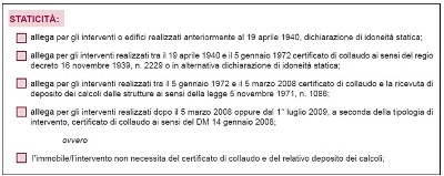 Tabella 1: Dichiarazione di idoneità statica Provincia Autonoma Trento (sito web Comune TN)