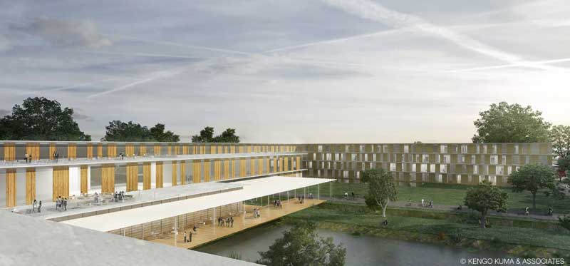 Render Campus di Lodi by Kengo Kuma and Architects