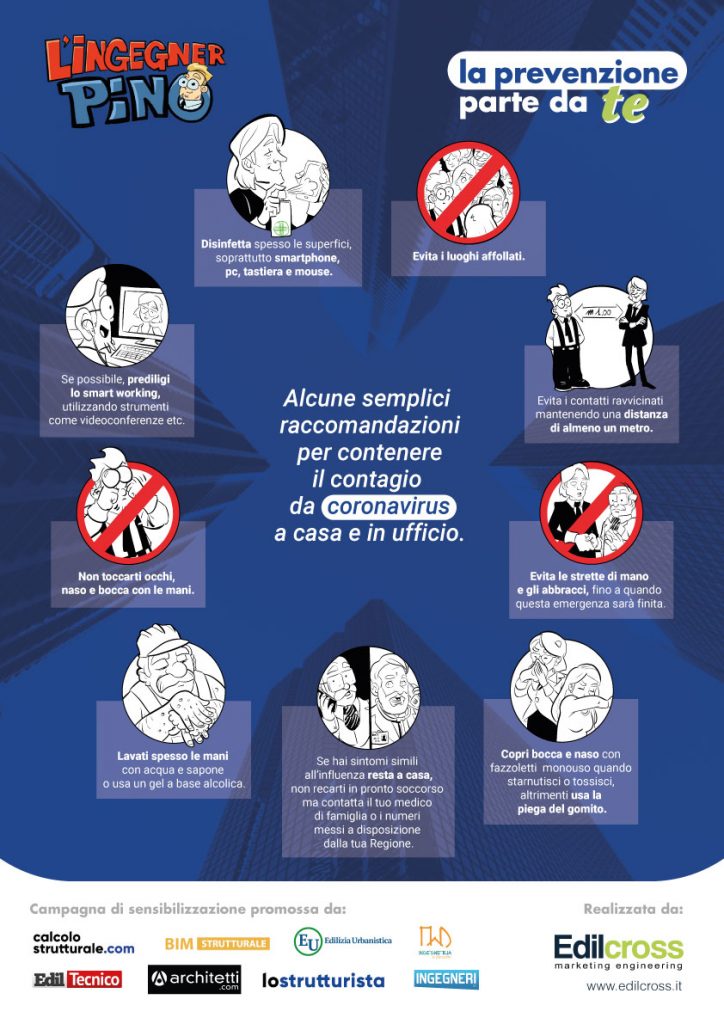 Coronavirus: “La prevenzione parte da te”, la campagna dell’ingegner Pino WEB poster prevenzione