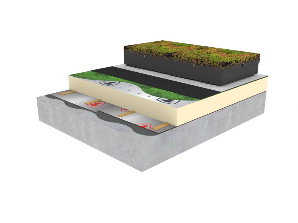 Impermeabilizzare le coperture, membrane sintetiche per tetti e opere idrauliche Firestone 3D Build up EPDM Green Roof