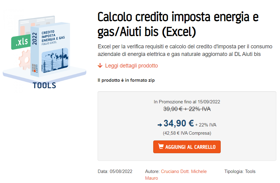 Calcolo credito imposta energia e gas: un tool Excel di verifica requisiti per il consumo aziendale Screenshot 1590