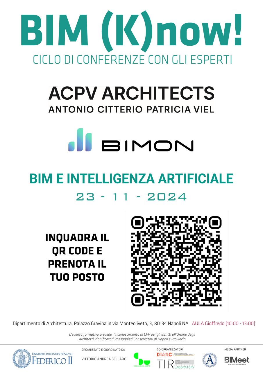 BIM (K)now! 2024: l'Università di Napoli ospita il convegno su BIM e Intelligenza Artificiale LOCANDINA QR CODE e1731420491850