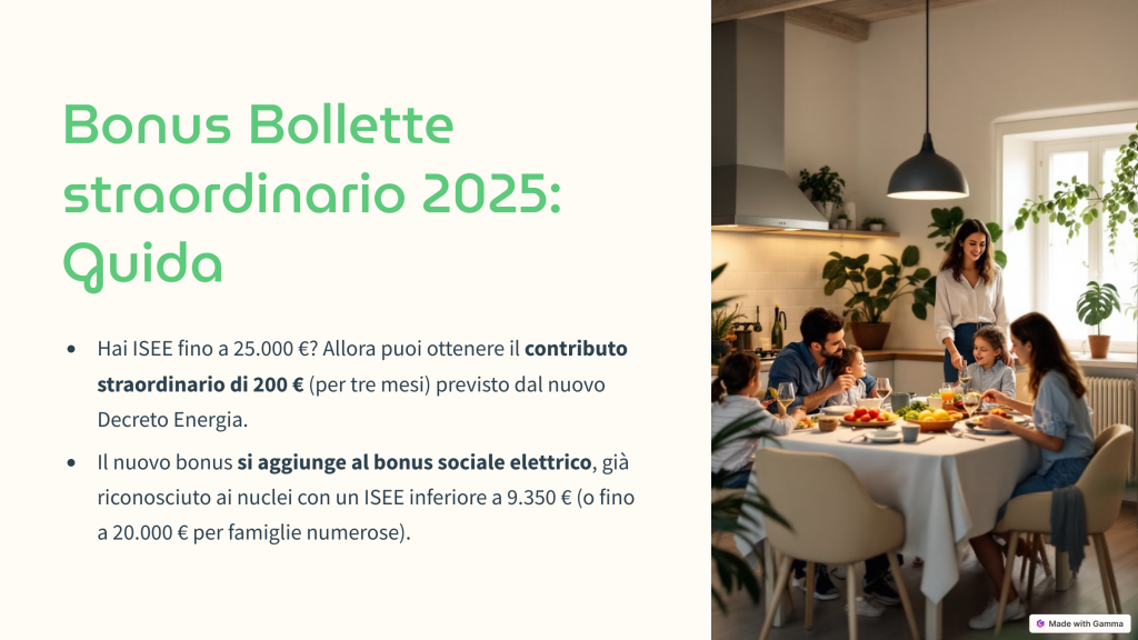 Bonus Bollette 2025: chi può ottenere il contributo straordinario di 200 euro e come fare 1 Bonus Bollette straordinario 2025 Guida