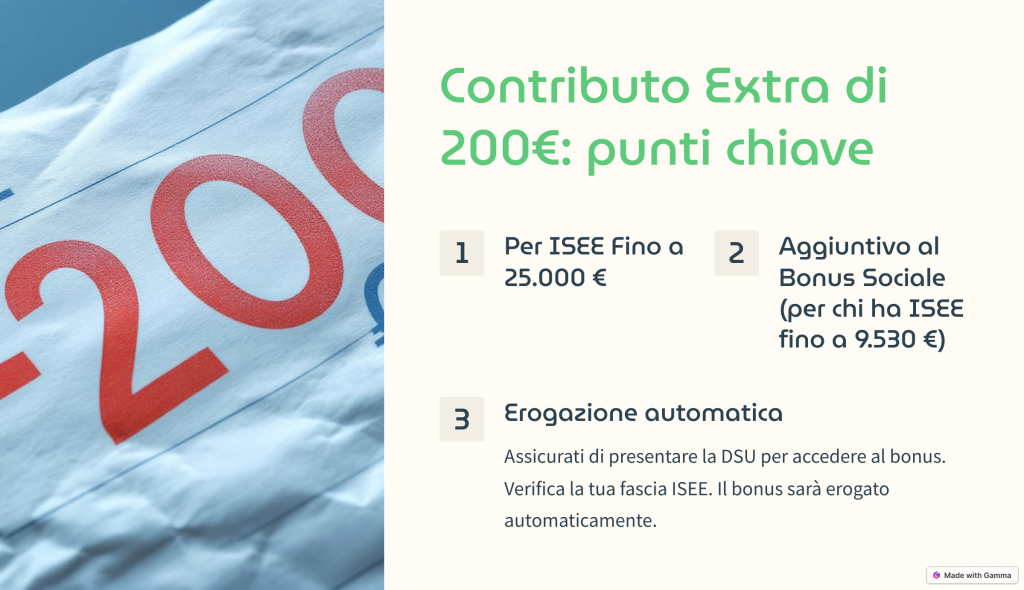 Bonus Bollette 2025: chi può ottenere il contributo straordinario di 200 euro e come fare 3 Contributo Extra di 200euro punti chiave