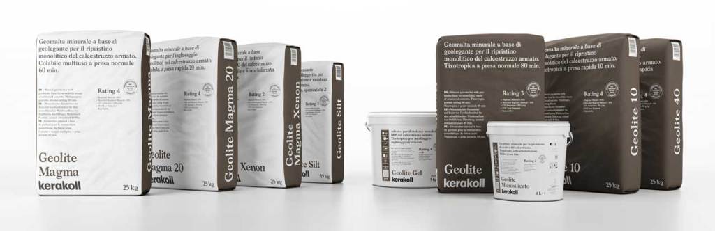 Geolite di Kerakoll: geomalte minerali per il ripristino monolitico e sostenibile del calcestruzzo Geolite famiglia RIT