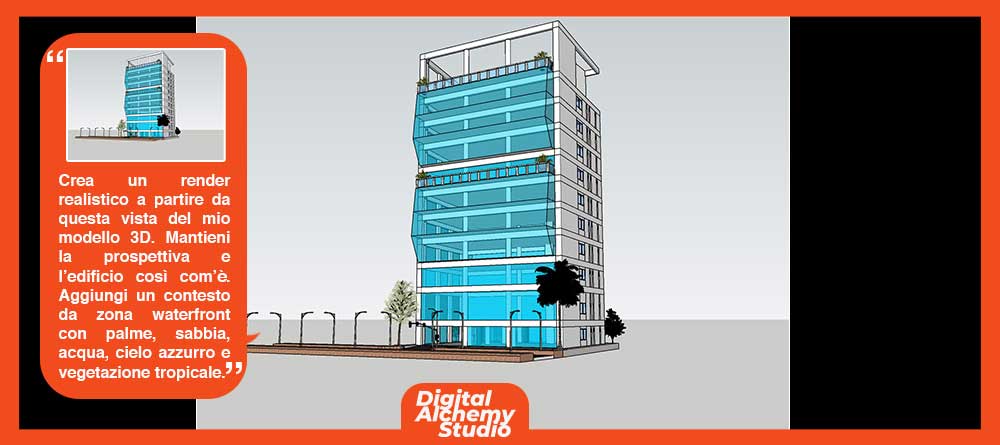 Architectural Prompting: visualizzare in Nano Banana un modello 3D grezzo 02 DigitalAlchemyStudio IMG2